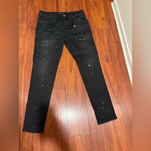 Slim Black Men’s Jeans with White Paint